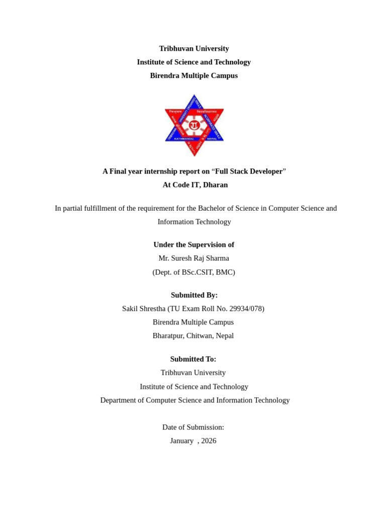 Full Stack Developer Internship Report | PDF | Databases | Web Development