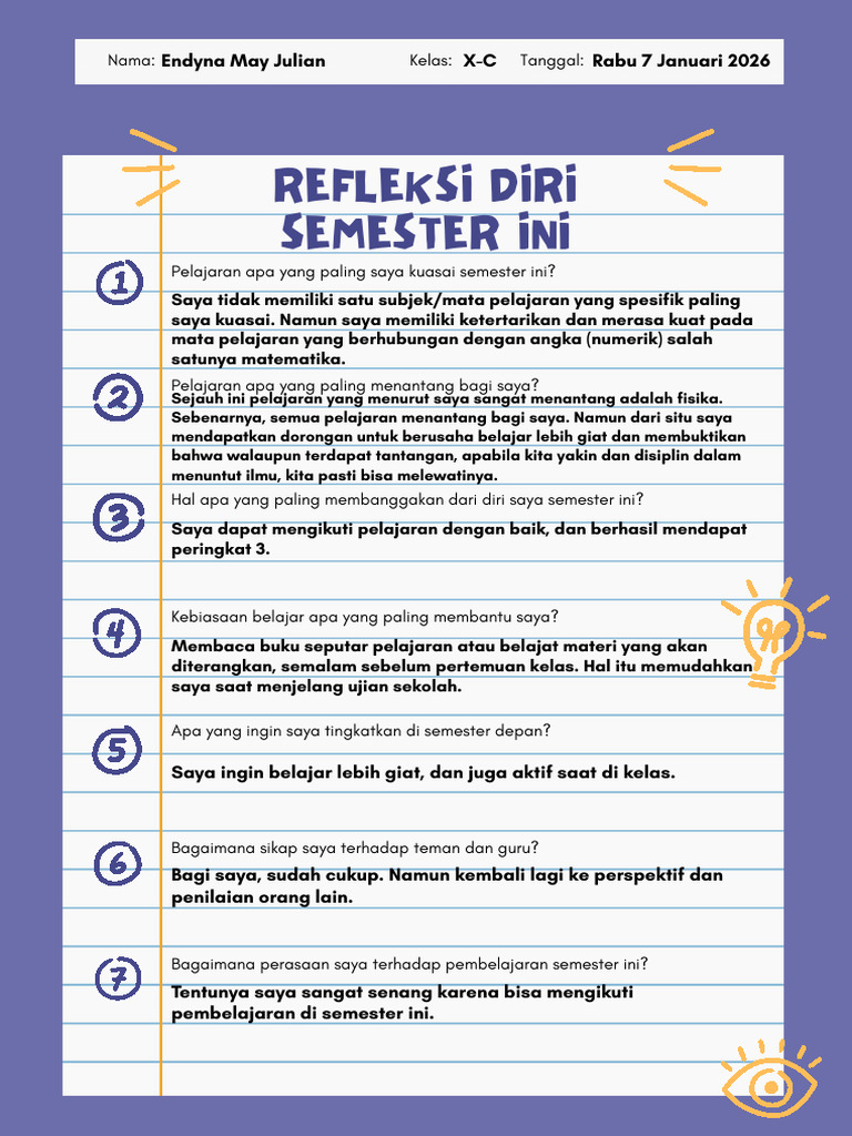 Refleksi Pembelajaran Endyna 2026 | PDF