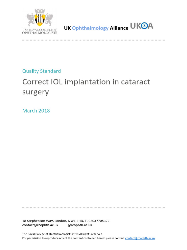 IOL Implantation Standards for Cataract Surgery | PDF | Ophthalmology ...