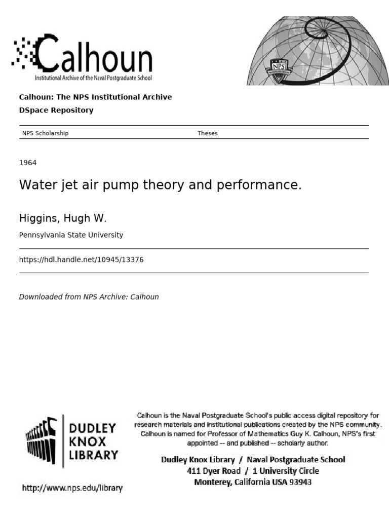 Water Jet Air Pump Performance Analysis | PDF | Heat | Gases