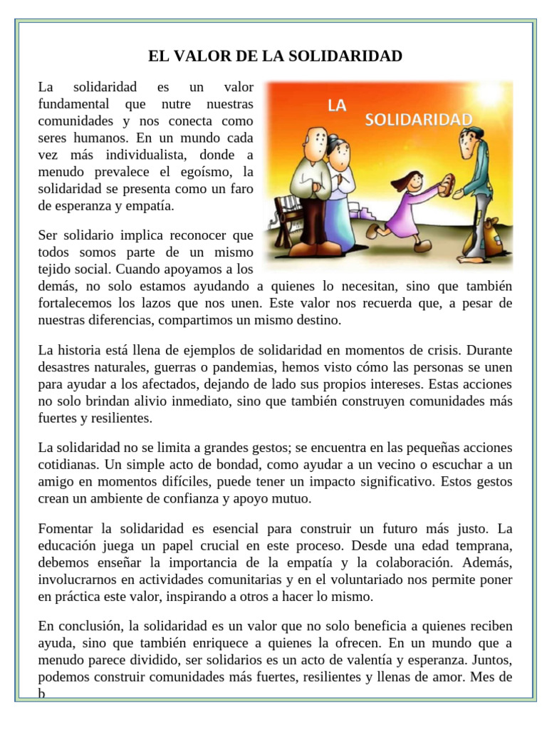 El Valor de La Solidaridad | PDF