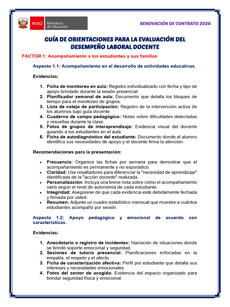 Guía de Evaluación Docente 2026 | PDF | Aprendizaje | Salón de clases