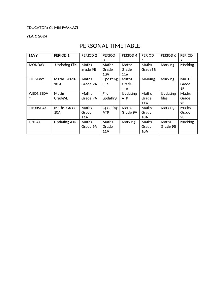2024 Maths Educator Timetable | PDF