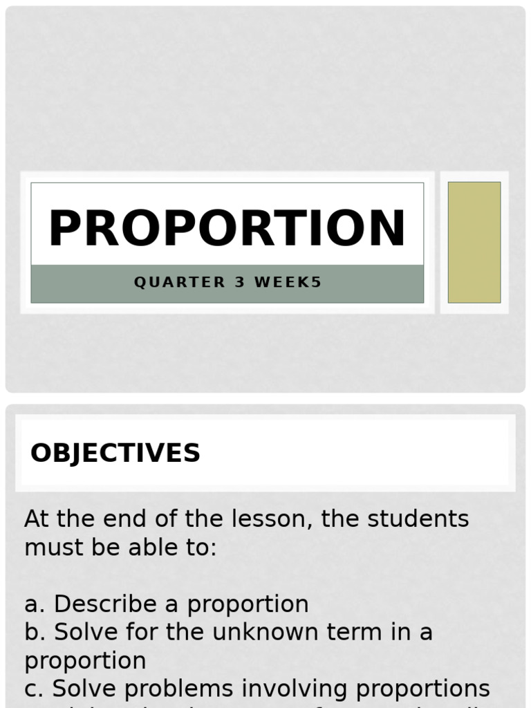 Proportions: Definitions and Practice | PDF