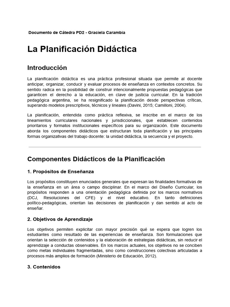 Planificación Didáctica en Educación | PDF | Plan de estudios | Enseñando