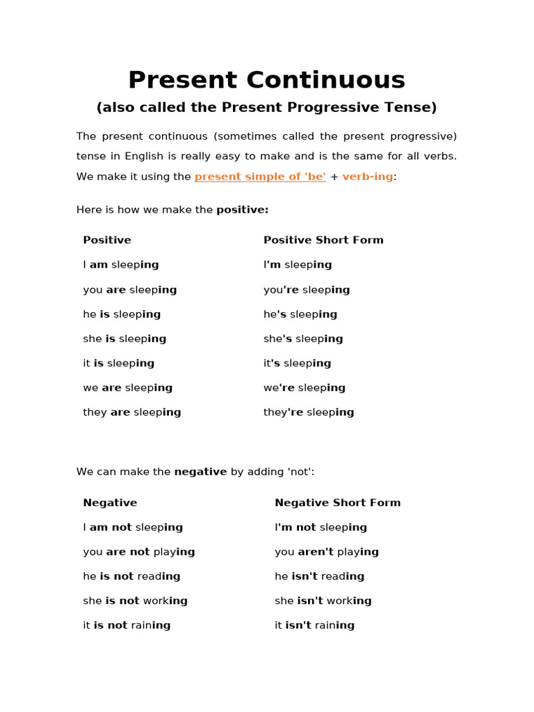 The Present Continuous Tense | PDF | Question | Grammatical Tense