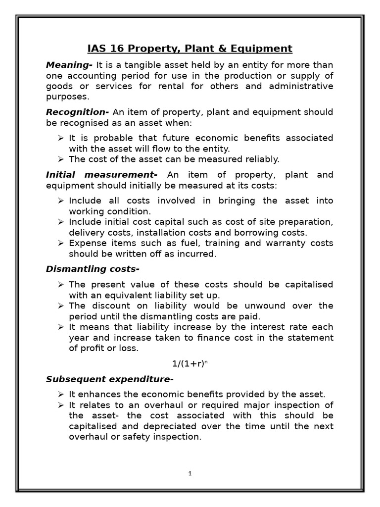 IAS 16: Property, Plant & Equipment Guide | PDF | Depreciation | Expense