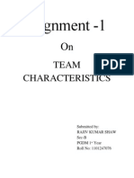 Assignment - 1: Team Characteristics