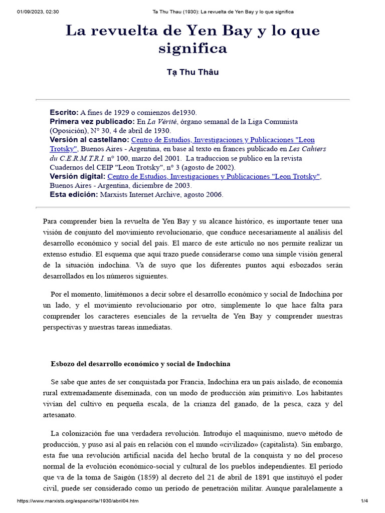 Revuelta de Yen Bay: Contexto y Significado | PDF | Ideologías ...