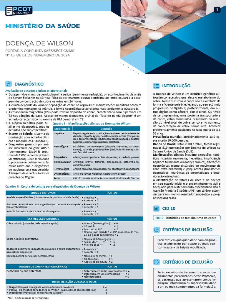 Diagnóstico e Tratamento da Doença de Wilson | PDF | Gravidez | Doenças ...