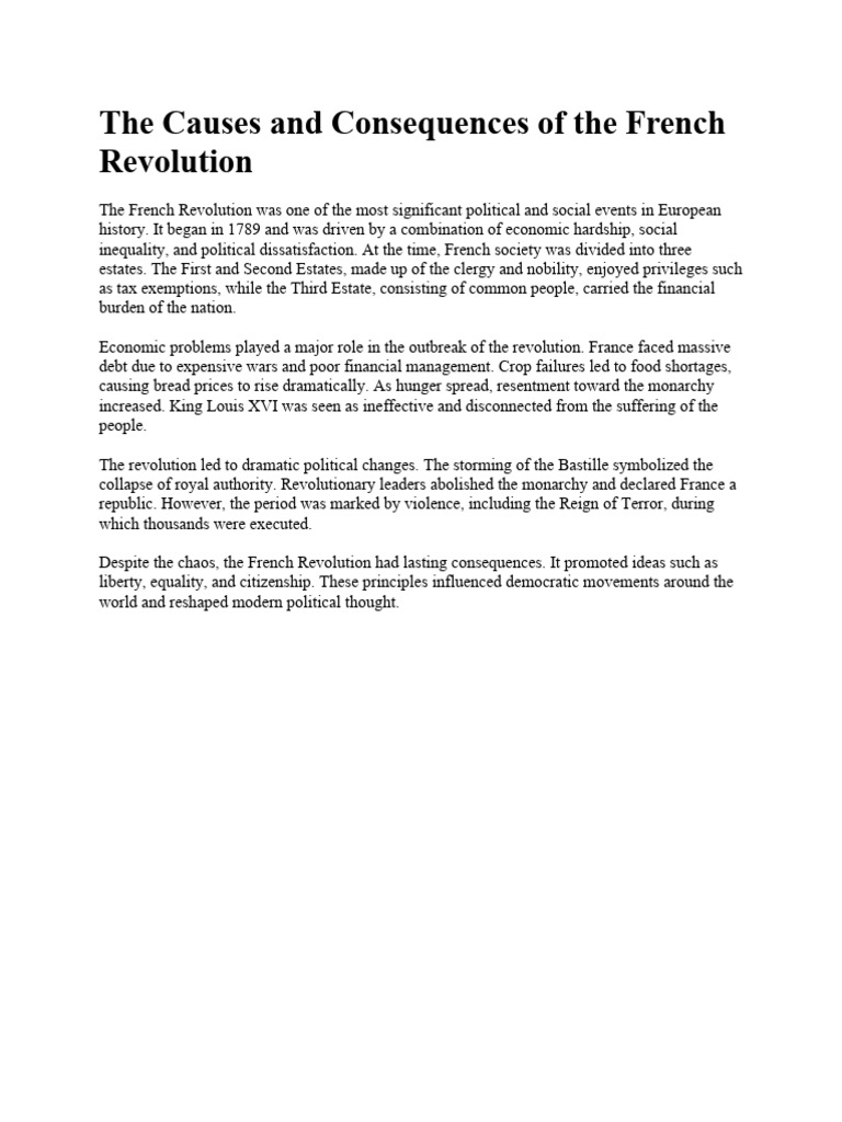 The Causes and Consequences of the French Revolution | PDF