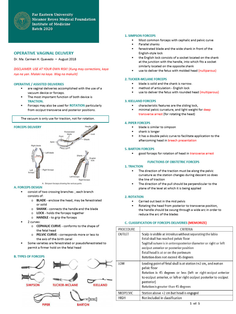 Forceps Delivery Techniques and Guidelines | PDF | Childbirth | Medical ...