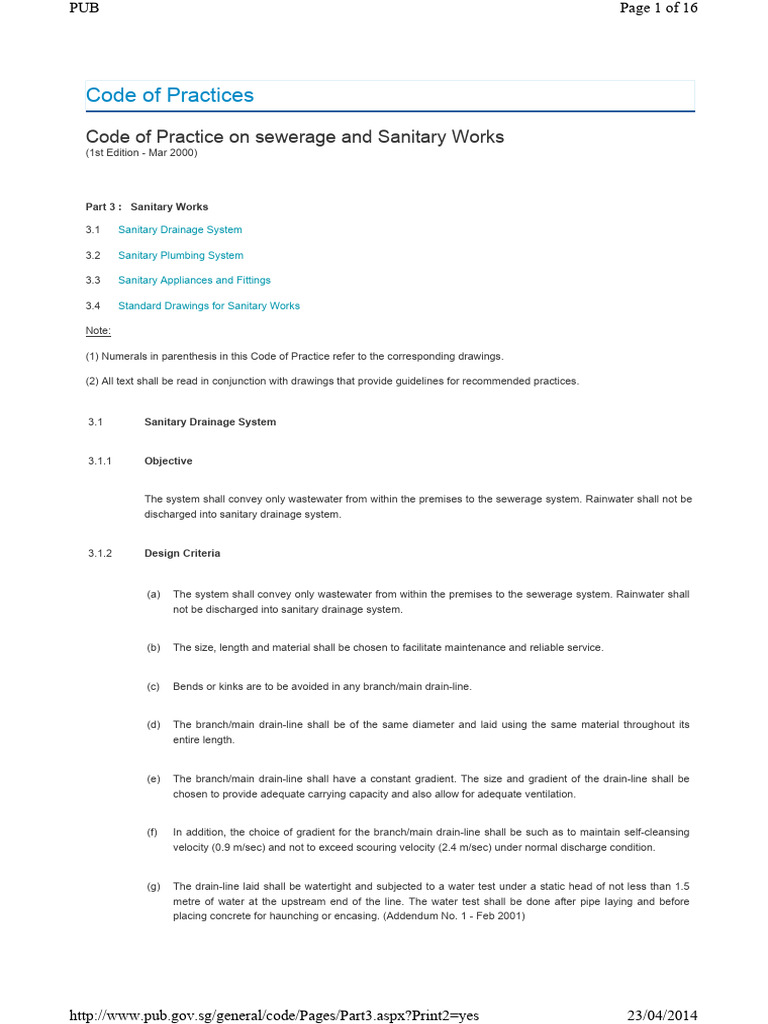 Sanitary Works Code of Practice Guide | PDF | Sanitary Sewer | Pipe ...