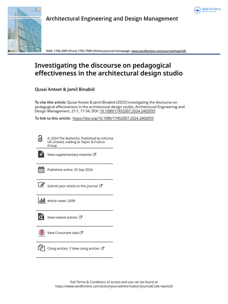 Pedagogical Effectiveness in Design Studios | PDF | Pedagogy ...