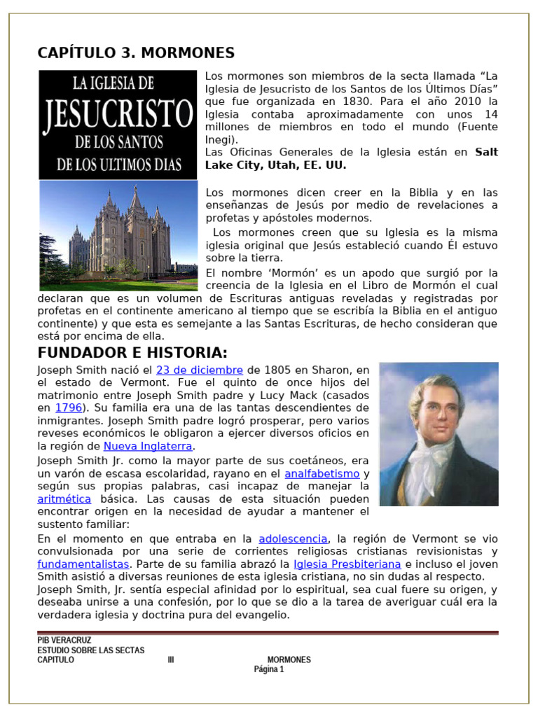 CAPITULO 3 MORMONES | PDF | Libro de Mormón | Movimiento Santo de los ...