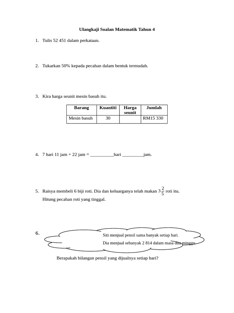 Latihan Math t4 | PDF