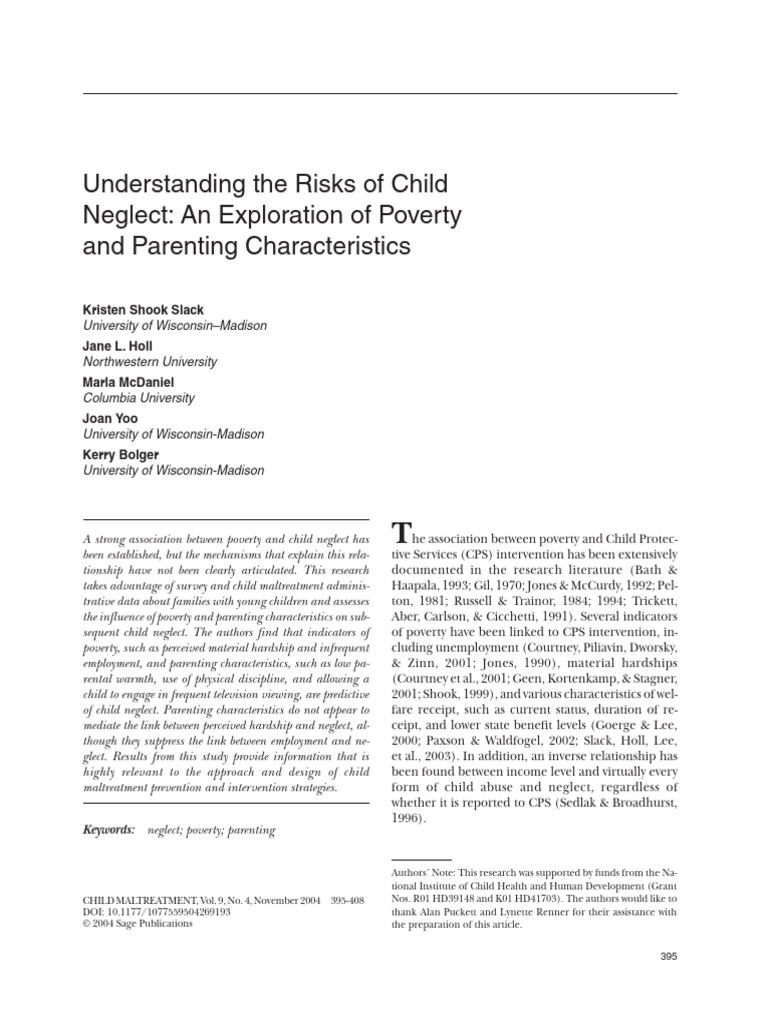 Poverty's Impact on Child Neglect | PDF | Child Abuse | Child Neglect