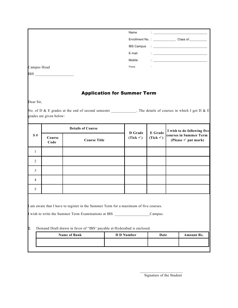 Summer Term Course Registration Form | PDF | Career & Growth | Finance ...