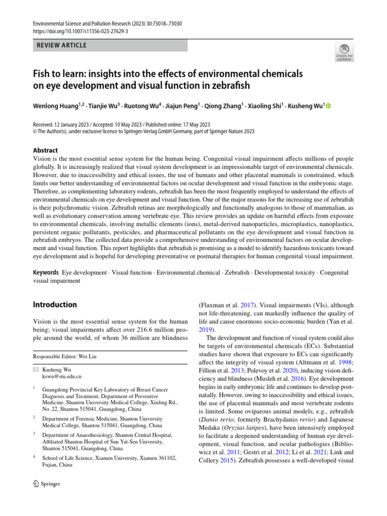 Zebrafish Model for Environmental Eye Toxicity | PDF | Retina | Eye