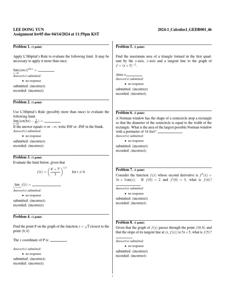 Calculus Assignment: Limits and Areas | PDF | Area | Mathematical Relations