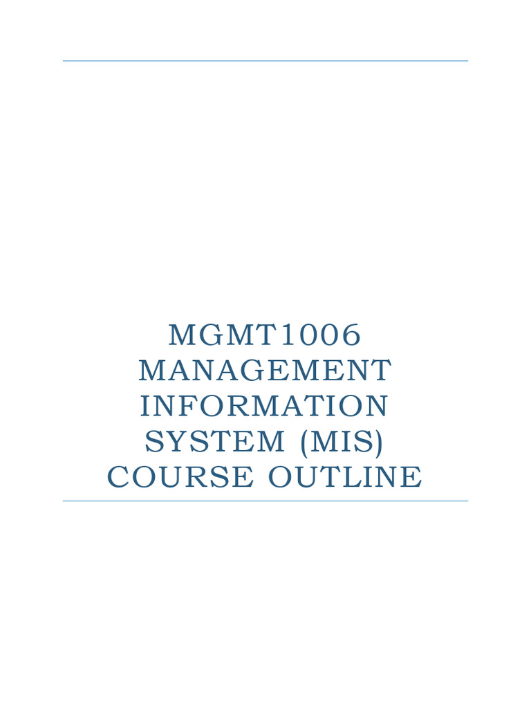 Management Information Systems Course Outline | PDF | Information ...