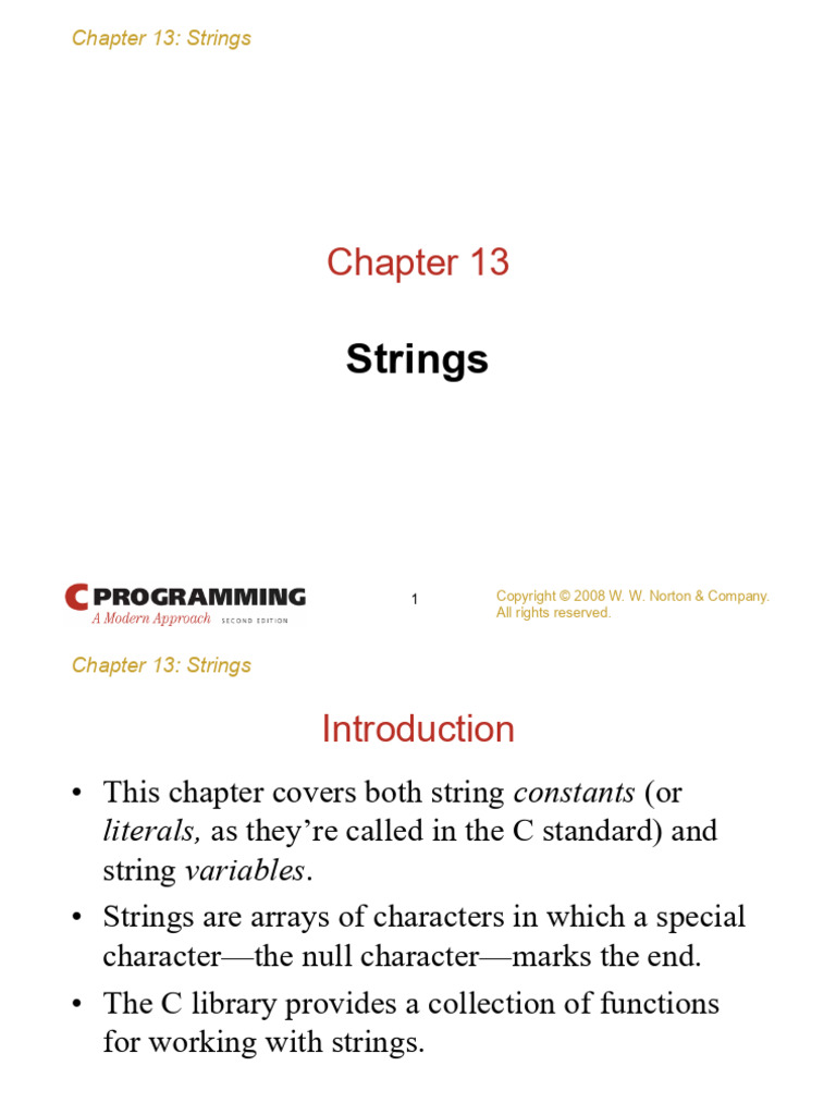 Ch13 - Strings | PDF | String (Computer Science) | Pointer (Computer ...