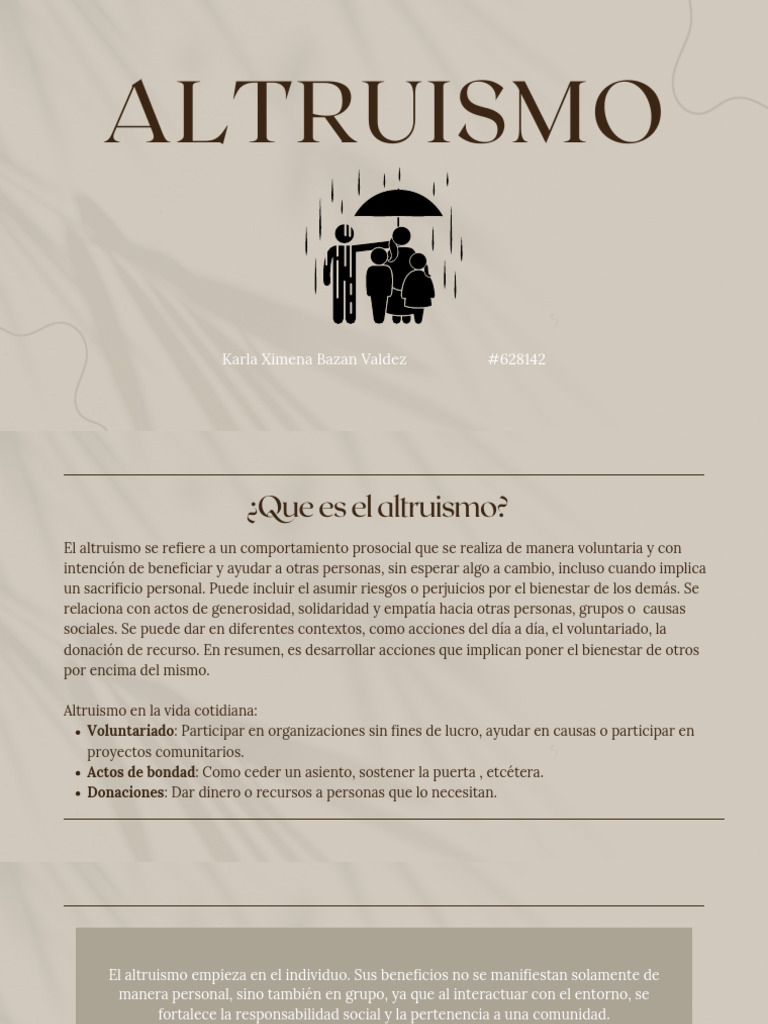 Altruismo: Beneficios y Ejemplos Cotidianos | PDF | Altruismo ...