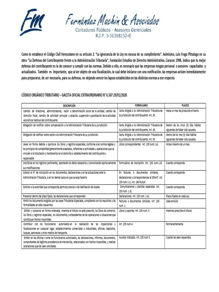 Obligaciones Tributarias en Venezuela | PDF | Contabilidad | Impuestos