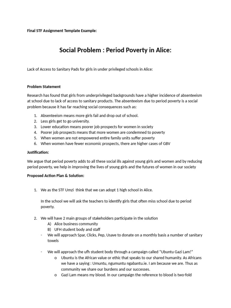 Final STF Assignment Template Example[20937] | PDF | Poverty | Poverty ...