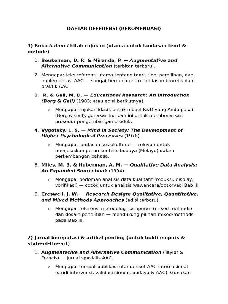 Rekomendasi Referensi untuk Penelitian AAC | PDF