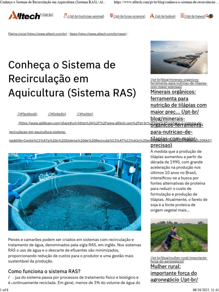 Sistema RAS na Aquicultura Sustentável | PDF | Aquaponia | Aquicultura