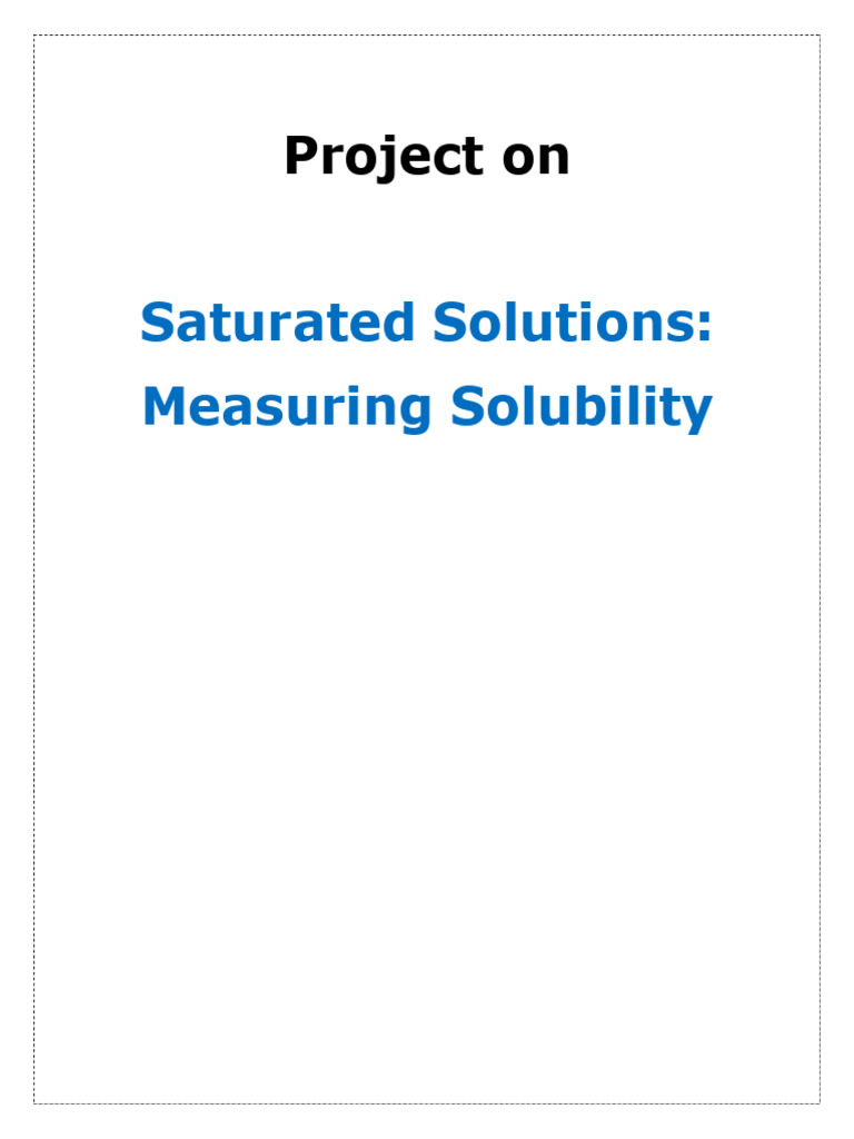 Measuring Solubility in Saturated Solutions | PDF | Solvation | Salt ...