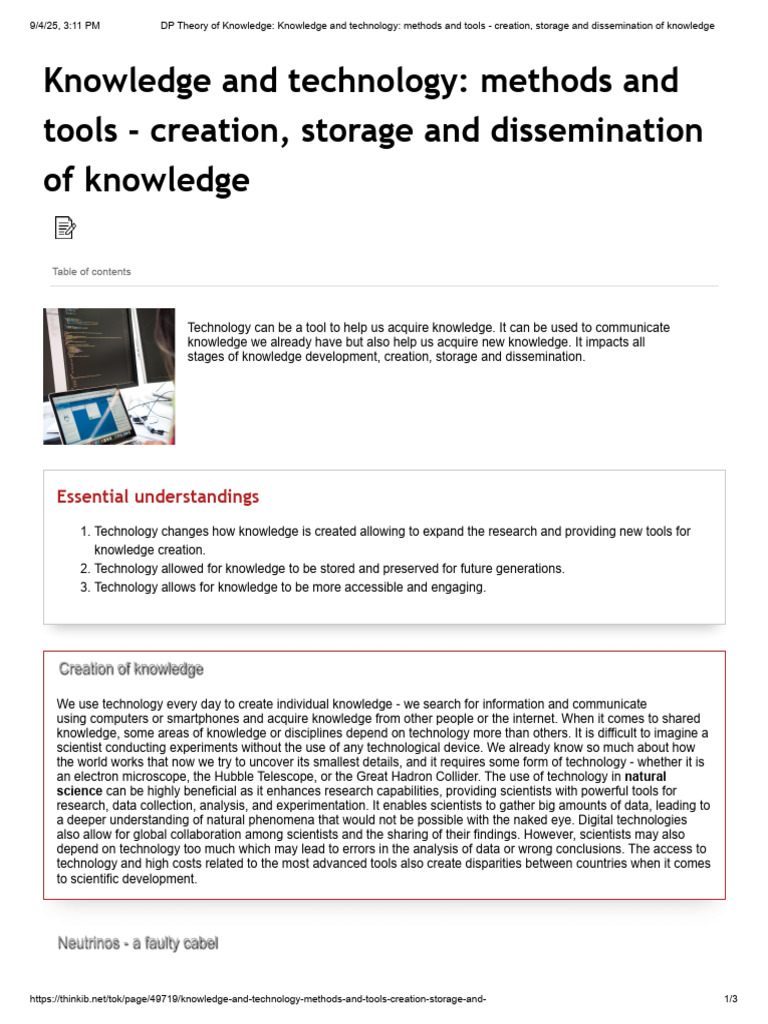 Technology's Role in Knowledge Creation | PDF | Knowledge | Neutrino