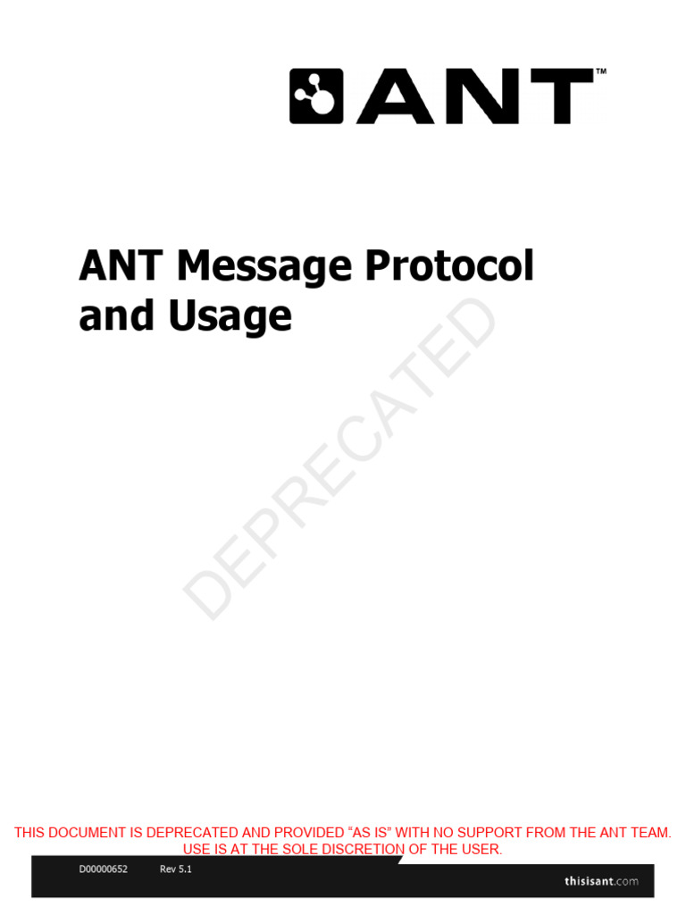 Deprecated D00000652 ANT Message Protocol and Usage Rev 5.1 1 (1) | PDF ...