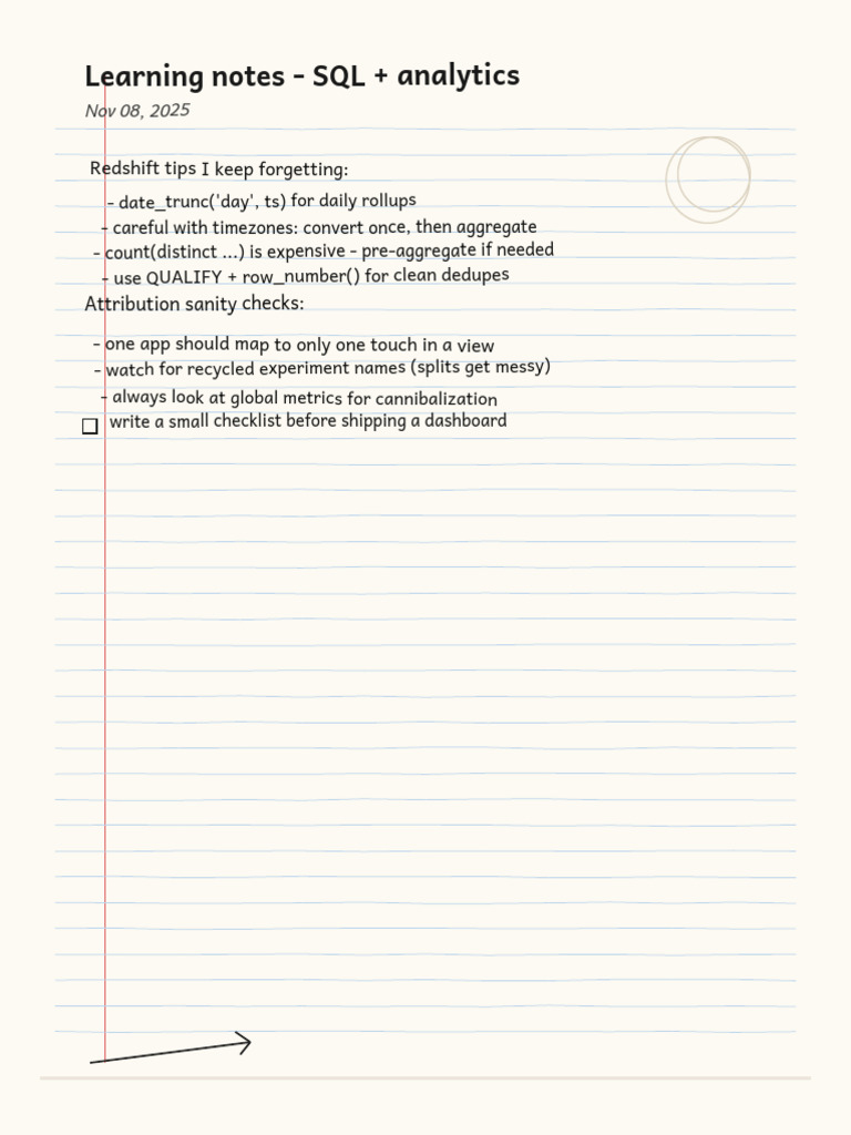 SQL Analytics Tips & Checklist | PDF