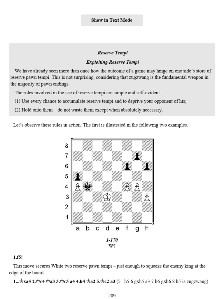 Mastering Reserve Tempi in Pawn Endings | PDF | Competitive Games ...