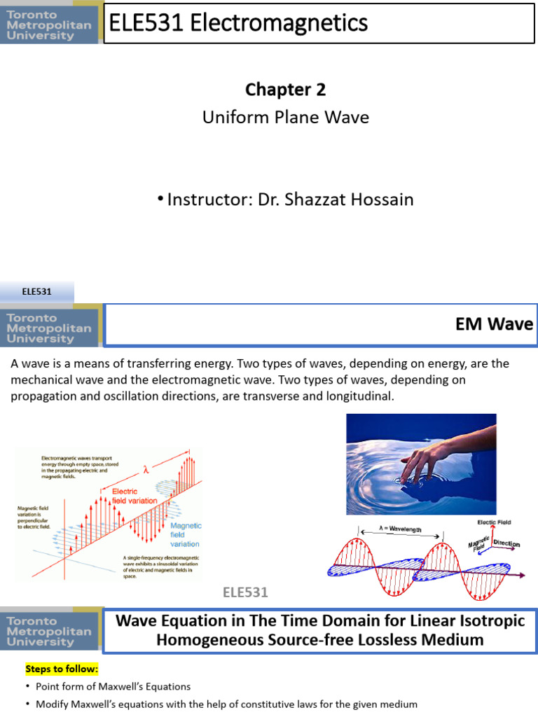 Uniform Plane Wave in Electromagnetics | PDF | Waves | Wave Equation