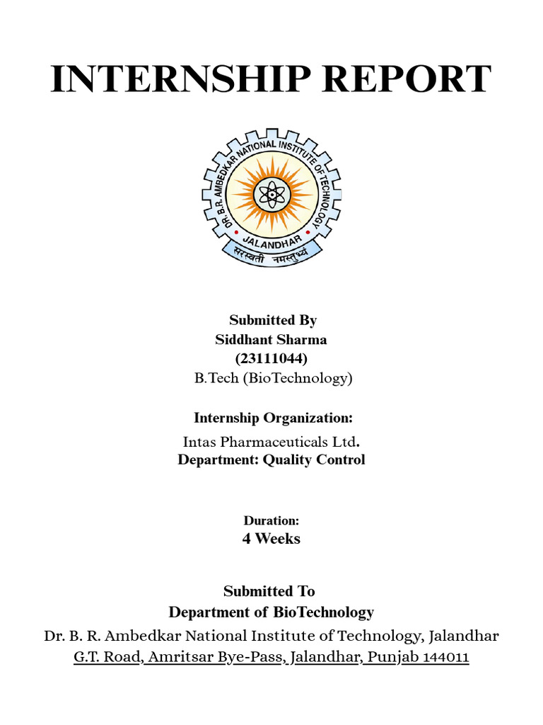 Quality Control Internship at Intas Pharma | PDF | Sterilization ...