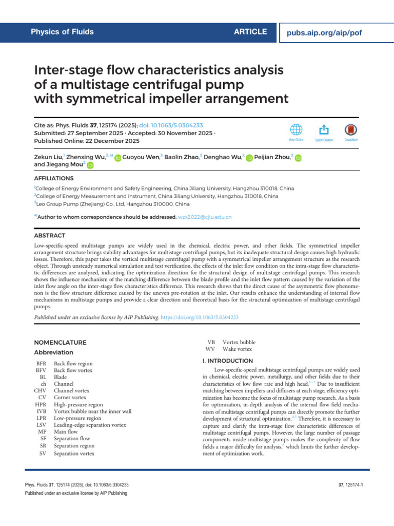 Multistage Pump Flow Analysis and Optimization | PDF | Pump | Vortices