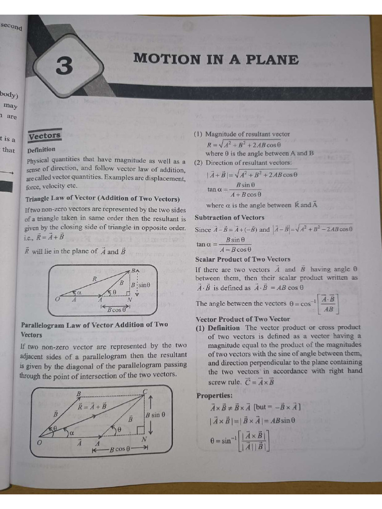 Motion in A Plane | PDF