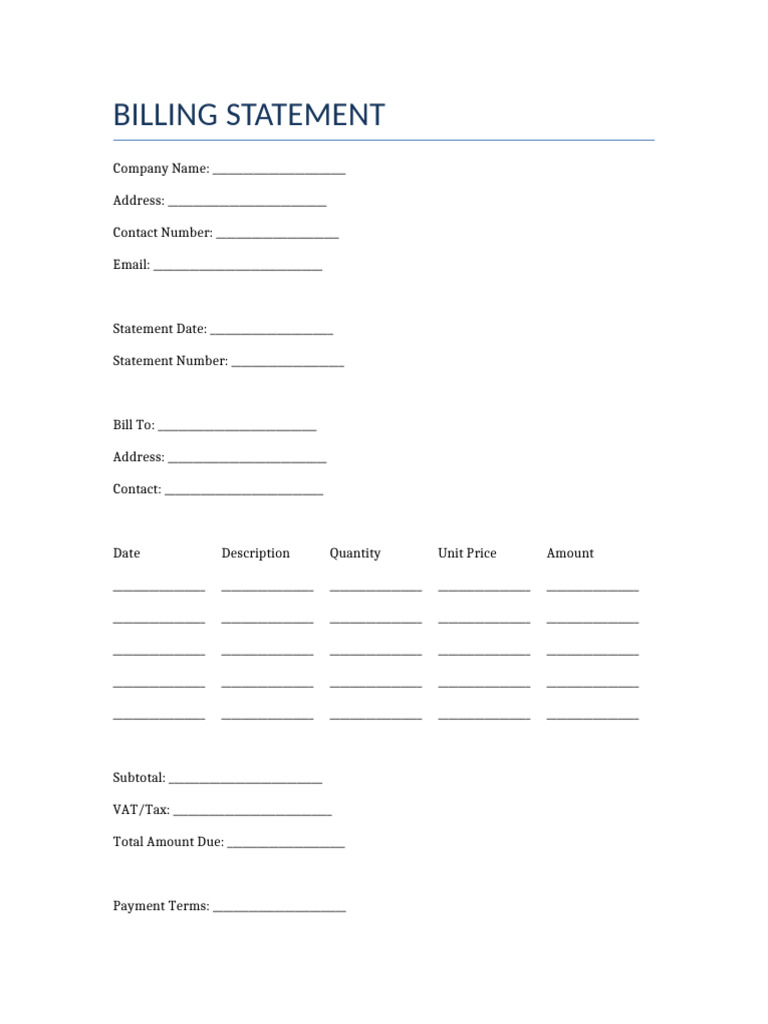 Billing Statement Template | PDF