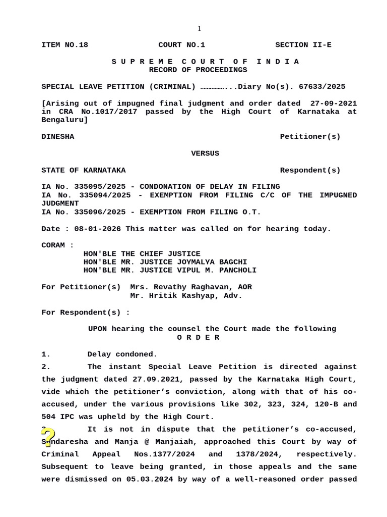 Supreme Court Ruling on SLP 67633/2025 | PDF | Common Law | Legal Procedure