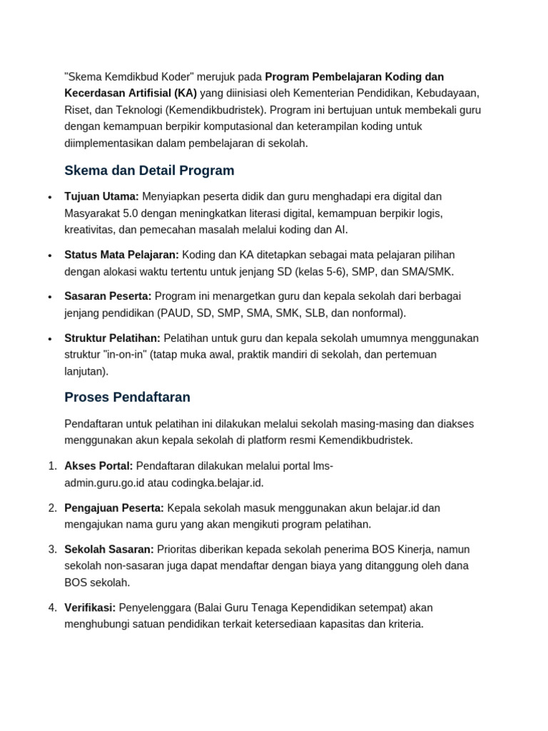 Program Koding dan AI Kemdikbud 2023 | PDF