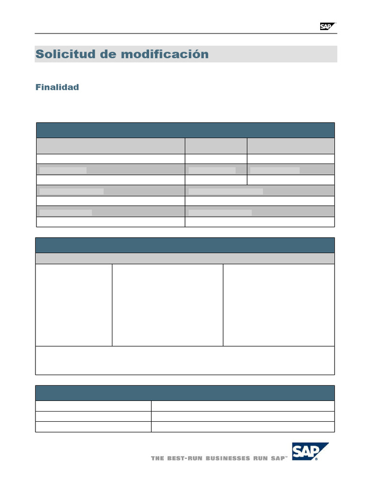 CSI02_Change Request Form SAP Business One_ES | PDF