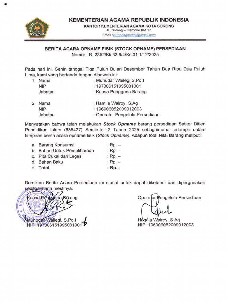 Ba Opname Fisik Pendis | PDF