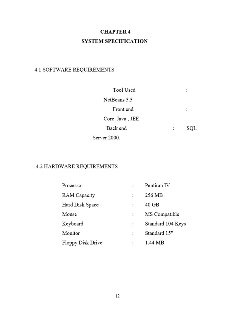 Project Sys Spec Ch4 | PDF