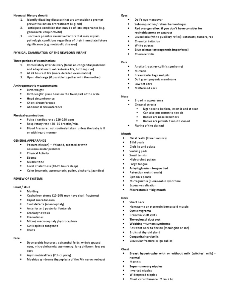 Newborn Physical Examination Guide | PDF | Infants | Abdomen