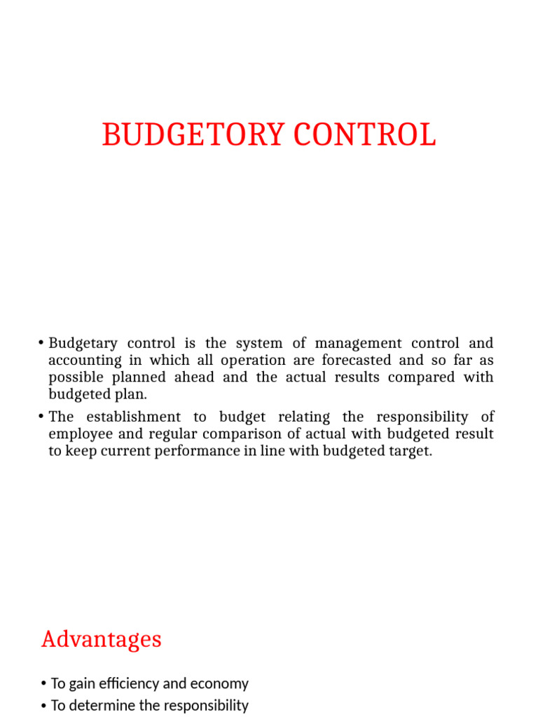 Budgetory Control | PDF