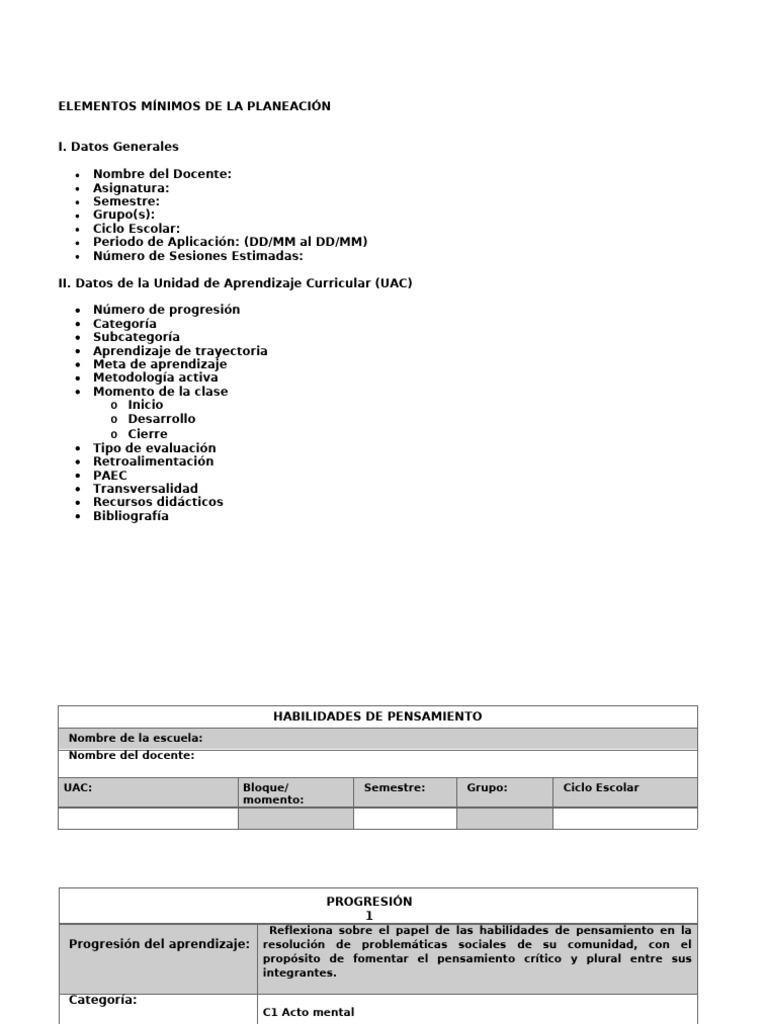 Plan de Clase | PDF | Aprendizaje | Pensamiento