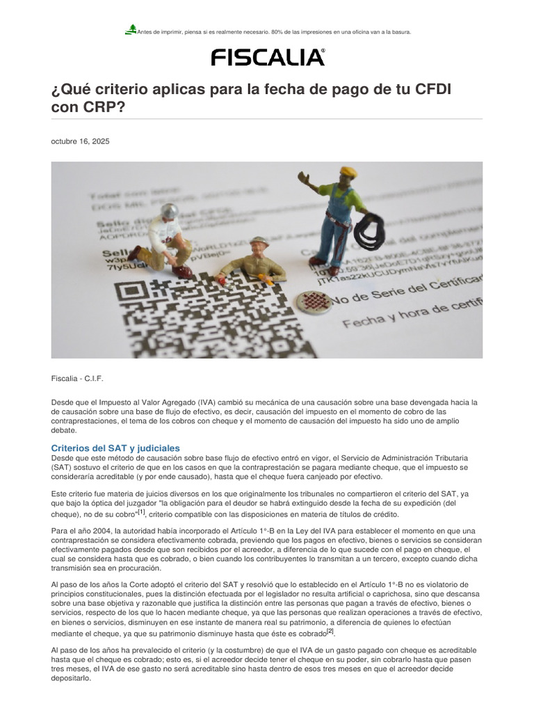 Criterios de IVA y CFDI en pagos con cheque | PDF | Cheque | Impuestos
